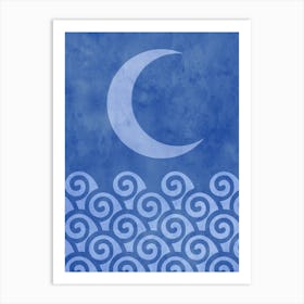 Sea and Crescent Moon Art Print