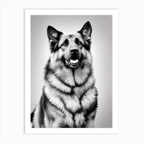 German Shepherd B&W Pencil Dog Art Print