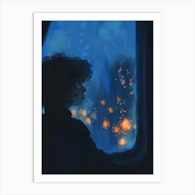 Girl Looking Out A Window 1 Art Print