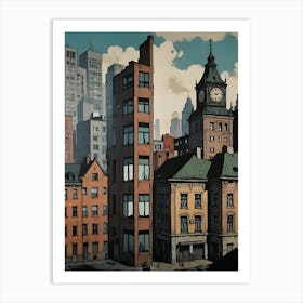 "Cityscape Serenity: A Comic Book Panel by Chris Ware" Art Print