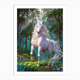 Unicorn In The Forest 17 Art Print