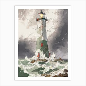 Stormy Lighthouse Art Print