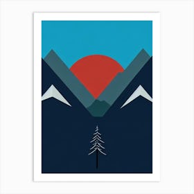 Perisher, Australia Modern Illustration Skiing Poster Art Print