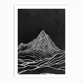 Stob Binnein Mountain Line Drawing 4 Art Print