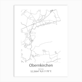 Obernkirchen,Germany Minimalist Map Art Print