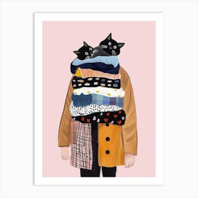 Black Cats In A Coat Art Print