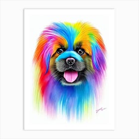 Pekingese Rainbow Oil Painting Dog Art Print