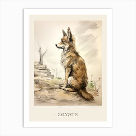 Beatrix Potter Inspired  Animal Watercolour Coyote 2 Art Print