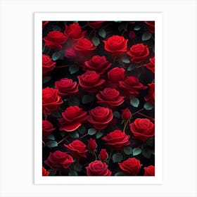 Red Roses Seamless Pattern 2 Art Print