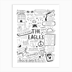 The Eagles Doodle Lyrics Art Print