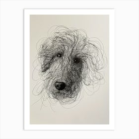 Dog Doodle Line Sketch Art Print