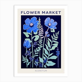 Blue Flower Market Poster Aconitum 3 Art Print