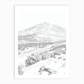 Mount Etna Italy Line Drawing 8 Art Print