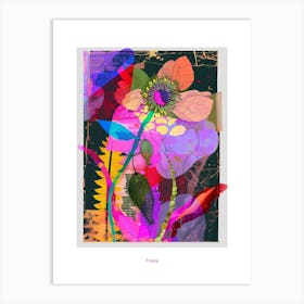 Poppy 2 Neon Flower Collage Poster Art Print