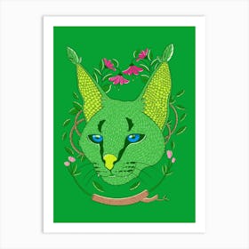 Floral Caracal Art Print