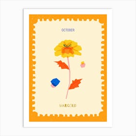 October Birthmonth Flower Marigold 1 Art Print