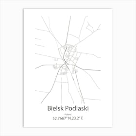 Bielsk Podlaski,Poland Minimalist Map Art Print