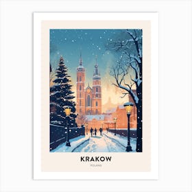 Winter Night  Travel Poster Krakow Poland 1 Art Print