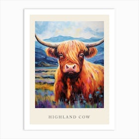 Colourful Impressionism Style Painting Of A Highland Cow Poster 4 Art Print