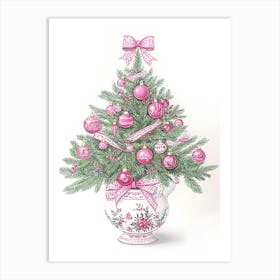 Pink Christmas Tree 1 Art Print