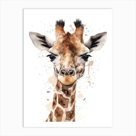 Baby Giraffe Watercolour Nursery 4 Art Print