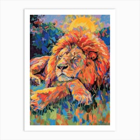 Transvaal Lion Resting In The Sun Fauvist Painting 2 Art Print
