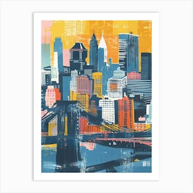 Staten Island New York Colourful Silkscreen Illustration 1 Art Print
