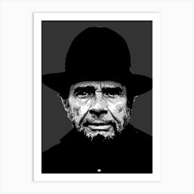 Merle Haggard american Country Musician in Grayscale Art Print