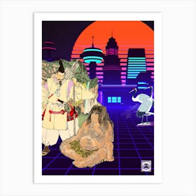 Asian Folklore - Synthwave Space: ukiyo-e #4 Art Print