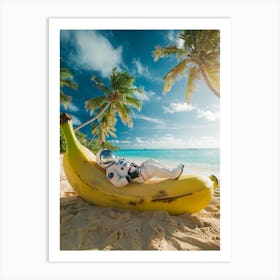 Astronaut Laying On A Banana Art Print