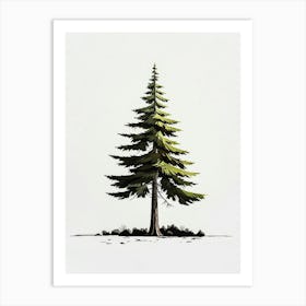 Douglas Fir Tree Pixel Illustration 4 Art Print