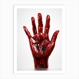 Creepy Textured Bloody Handprint Detailed With High Contrast Shadows Implying A Three Dimensional 2 1 Art Print