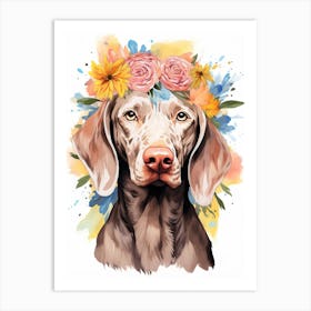 Weimaraner Portrait With A Flower Crown, Matisse Painting Style 3 Art Print