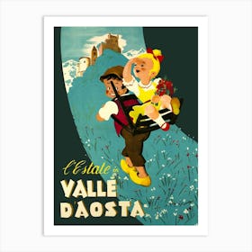 Aosta Valley, Kids On A Trail Art Print