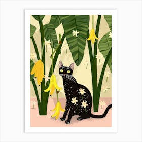 Cat And Bananas 1 Art Print