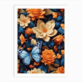 AI generated Floral Wallpaper Art Print