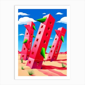 Watermelon Towers Art Print