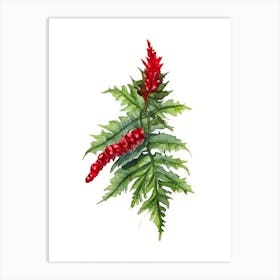 Chinese Holly Fern Watercolour Art Print