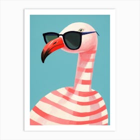 Little Flamingo Wearing Sunglasses Art Print