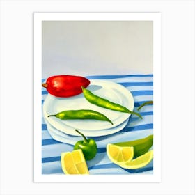 Serrano Pepper Tablescape vegetable Art Print