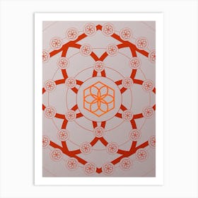 Geometric Abstract Glyph Circle Array in Tomato Red n.0100 Art Print