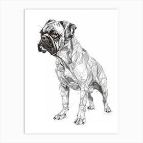 Dog Black & White Line Sketch 4 Art Print