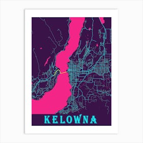 Kelowna Map Poster 1 Art Print