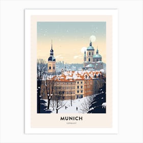 Winter Night  Travel Poster Munich Germany 4 Art Print