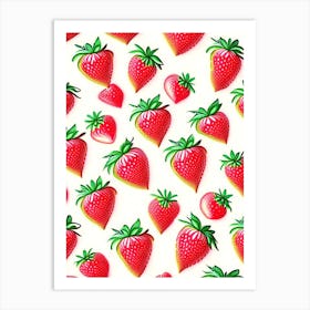Strawberry Repeat Pattern, Fruit, Soft Colours Art Print
