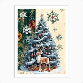 William Morris Christmas Tree With Deer 2 Póster