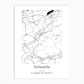 Schwerte,Germany Minimalist Map Art Print