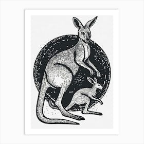 A Bounding Kangaroo With Her Joey Art Print