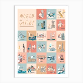 World Cities Colorful blocks Art Print