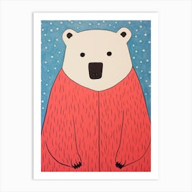 Pink Polka Dot Polar Bear 1 Art Print